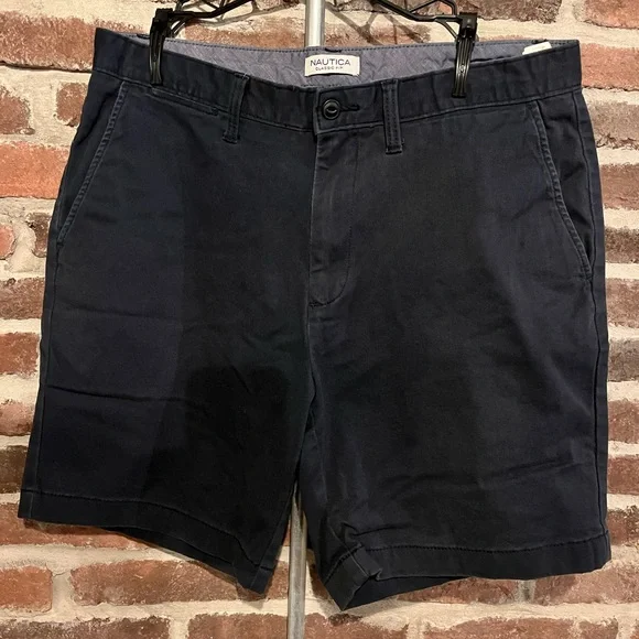 Nautica mens flat front navy shorts size 34w - Picture 2 of 9